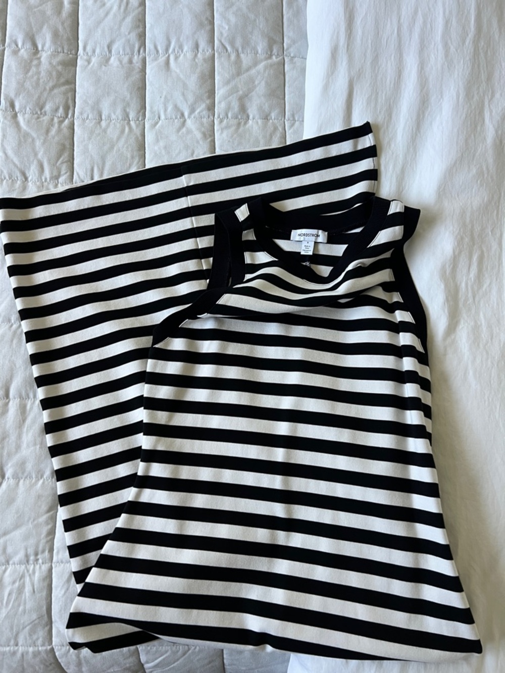 Nordstrom Black and White Striped Midi Dress